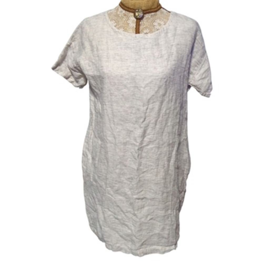 Eileen Fisher Striped Organic Linen Tunic Mini Dress XXS - Picture 2 of 6